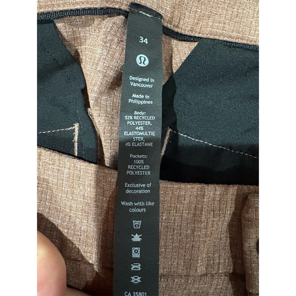 lululemon Commission Chino Shorts Men's Size 34 Brown Check Golf Casual - Picture 8 of 10